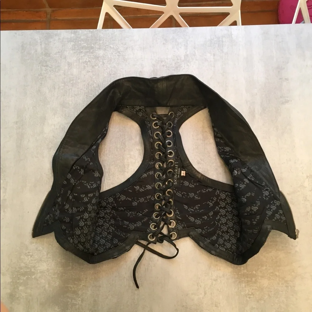 COPY - Skingraft Double Collar Leather Moto Sexy AF Vest - Picture 4 of 8